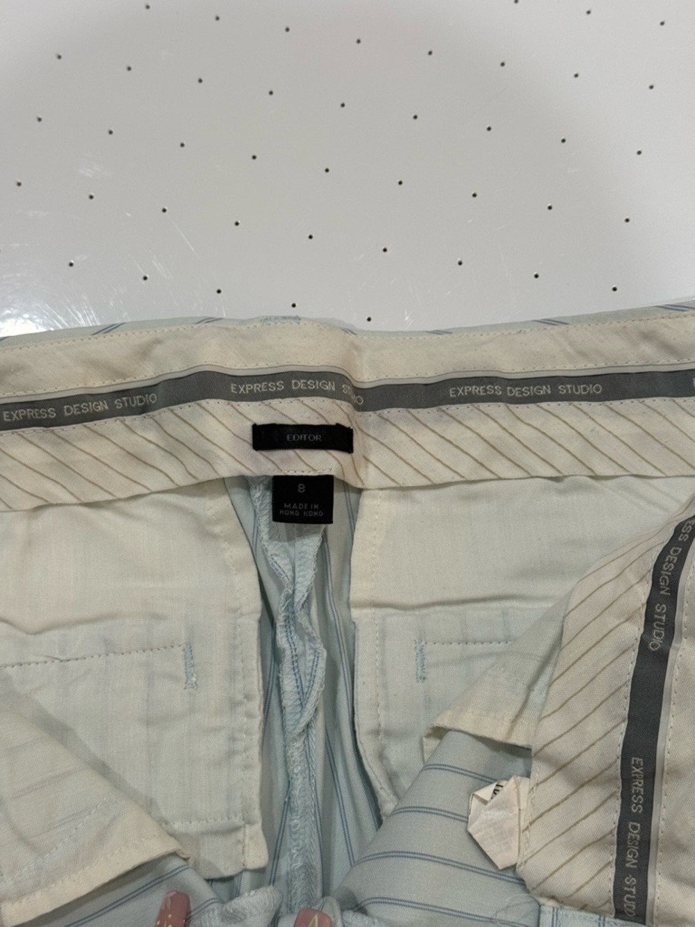 FREE SHIPPING - Express Light Blue and White Pinstripe Dress Pants - Picture 3 of 3
